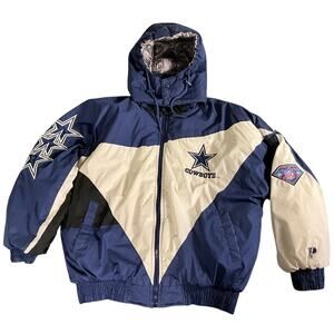 VTG Cowboys NFL Pro Player XL Puffer Jacket Coat 75th Anniversary Retro 90's